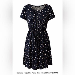 Banana Republic Navy Floral Midi Dress